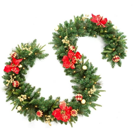 9 Foot by 12 Inch Artificial Christmas Garland, Prelit Christmas