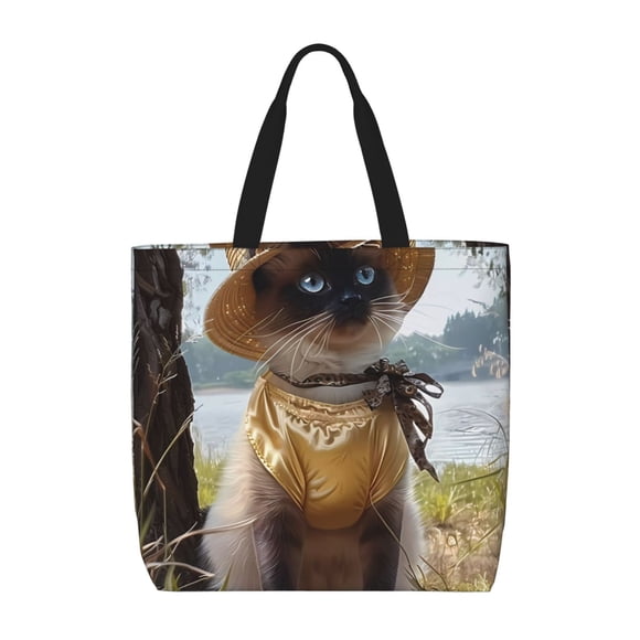 Easygdp Cat In Sun Hat Bolsa Tote para Mujer, Bolso de Hombro para Trabajo, Playa, Viajes, Compras y Supermercado