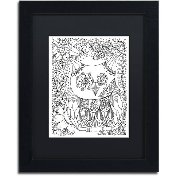 Trademark Fine Art "Fairies and Woodland Creatures 20" Canvas Art by KCDoodleArt Black Matte, Black Frame