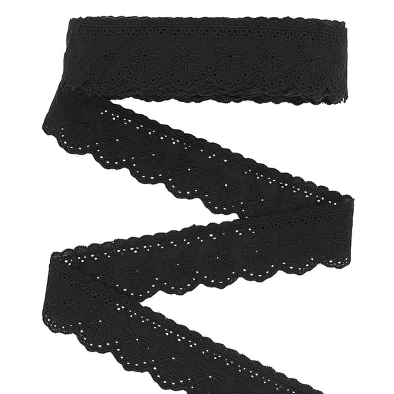 15 Yards Bowknot Eyelet Lace Ribbon Wide Cotton Bowknot Pattern Embroidery Lace Ribbon Black Eyelet Lace Trim Eyelet Ruffle Sewing Trim