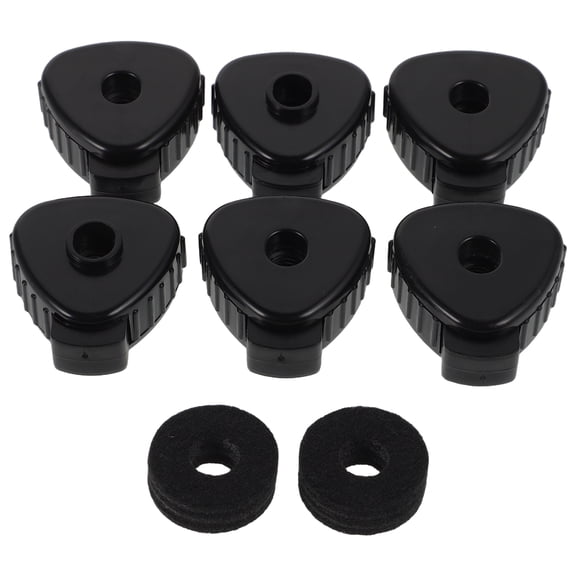 WEUVEB 6Pcs Quick Release Cymbal Nuts Black Plastic Drum Cymbal Caps with Cushions for Secure Setup