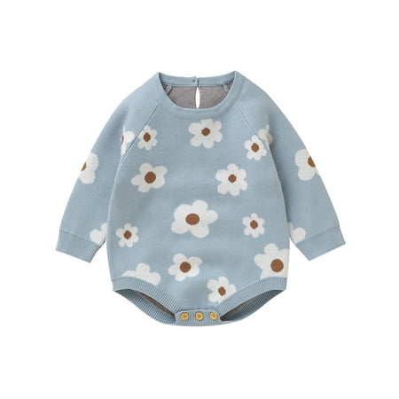 

Dr.Eam Newborn Long Sleeve Bodysuits Baby Girl Boy Crewneck Sweatshirt Oversized Sweater Romper Fall Winter Clothes Onesies Outerwear Light Blue 6 M-9 M