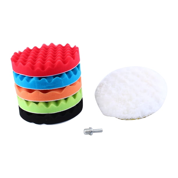 Kit De Almohadillas De Pulido Y Esponja Para Encerar, 7 Uds. Kit De Almohadillas Para Pulir Y Encerar Con Esponja De 7 Pulgadas Para Pulidor De Coche Con Adaptador De Taladro M14