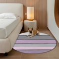 thumbnail image 2 of Purple Grey Stripes Round Rugs for Living Room 5ft Paint Peeling Effect Wood Texture Non Slip Circle Rug Washable Low-Profile Indoor Carpet for Bedroom, Dining Room, Bathroom, 2 of 9