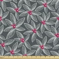 thumbnail image 1 of Flowers Fabric by the Yard, Exotic Leaves Along Floral Berry Petals Nature Forest Essence Plants, Decorative Upholstery Fabric for Chairs & Home Accents, Dark Blue Grey Magenta by Ambesonne, 1 of 5