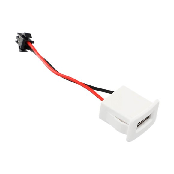 USB Female Power USB Charging Port Connector with Cable Terminals Charger Socket White