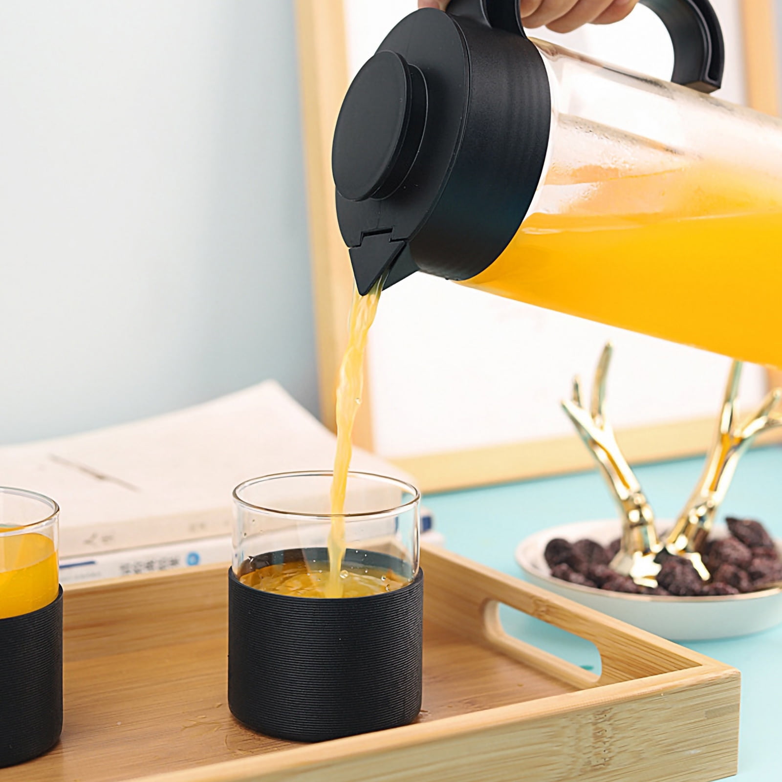 Glass Teapot with Infuser for Home Use - Water Jug, Coffee, Iced Tea, Fruit Infusion Flavor Pitcher, Drink Supply Accessory
