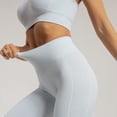 thumbnail image 3 of Workout Outfit for Women 2 Piece Seamless Sport Bra High Waist Yoga Leggings Set for Running Light Blue L, 3 of 6