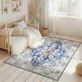 thumbnail image 6 of Machine Washable Area Rug 5x7 with Anti-Slip Backing Oriental Living Room Carpet Design 7770 Color Blue, 6 of 8