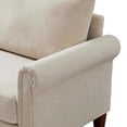 thumbnail image 4 of DEELLEEO Beige, matte cat paw cloth three-seater fabric sofa, 4 of 5