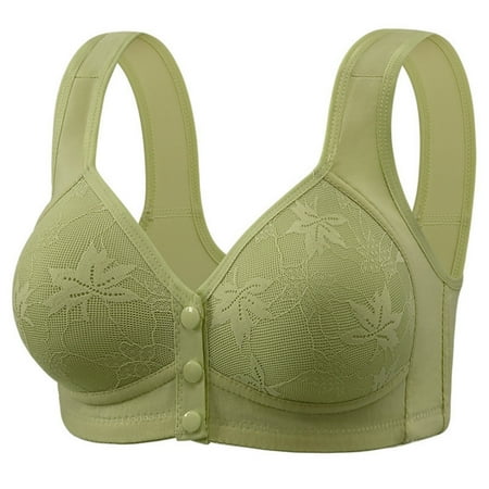 Sentmoon Push up Bras for Women Oversize No Underwire Nursing Bras for Breastfeeding Breathable Front Closure Button Anti-Sagging Seamless Maternity Bra Women s Trendy for Dating Outfits Green 36