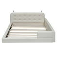 thumbnail image 3 of Generic Queen Size Upholstered Platform Bed with 2 Reading Lights, White, 3 of 9