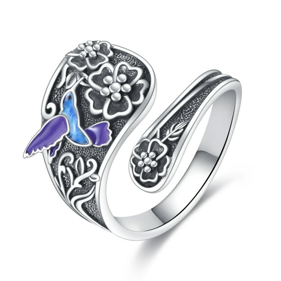 Hummingbird Spoon Ring Sterling Silver Hummingbird Vintage Ring Thumb Rings Jewelry Gifts for Women