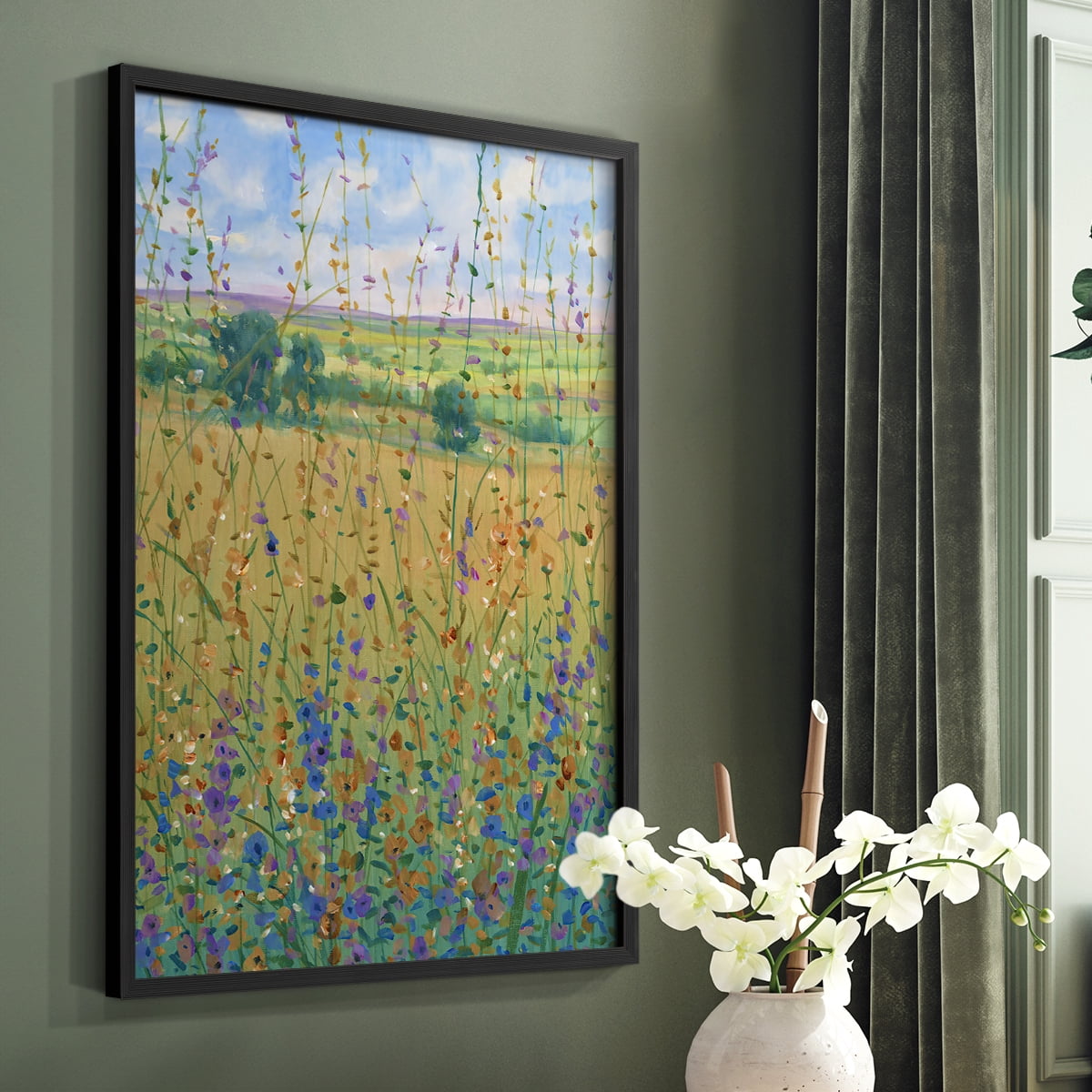 Wildflower Path I Framed Print - Solid Wood in Single Picture Frame Solid Wood 2 Framed Print