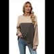 thumbnail image 3 of Camisa Holgada Informal de Punto con Cuello Redondo y Larga con Bloques de Color para Mujer, Color Gris Oscuro, Talla XL, 3 of 6