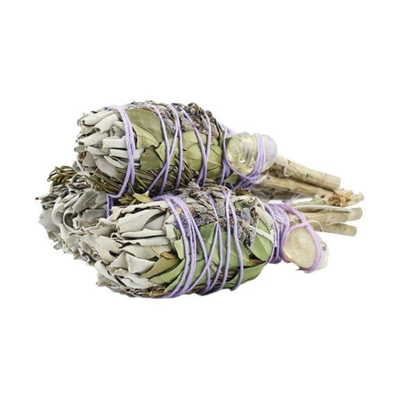 3 Pack White Sage Torches Smudge Sticks with Mitron, Rosemary and Citrine Crystals| Home Cleanse Smudging Guide Included