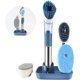thumbnail image 1 of Juego de cepillos para platos dispensadores de jabón, juego de cepillos para platos con soporte de cocina, cabezal de cepillo de repuesto para control de jabón, cepillo para platos, cepillo para platos reutilizable (azul) Ormromra WMZL-1951-1, 1 of 8