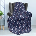 thumbnail image 4 of Navy Blue Soft Flannel Fleece Blanket, Repetitive Colorful Tropical Flamingo Heron and Their Achromatic Drawings, Cozy Plush for Indoor and Outdoor Use, 60" x 80", Indigo Multicolor, by Ambesonne, 4 of 5