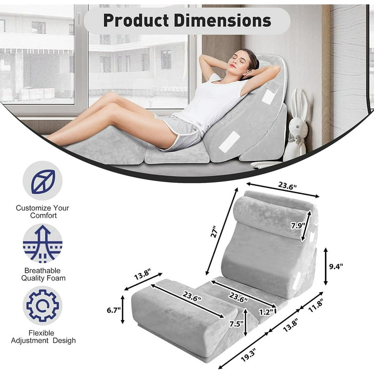 6PCS Orthopedic Bed Wedge Pillow for Sleeping, Gel Memory Foam Post Surgery  Pillow Set for Back