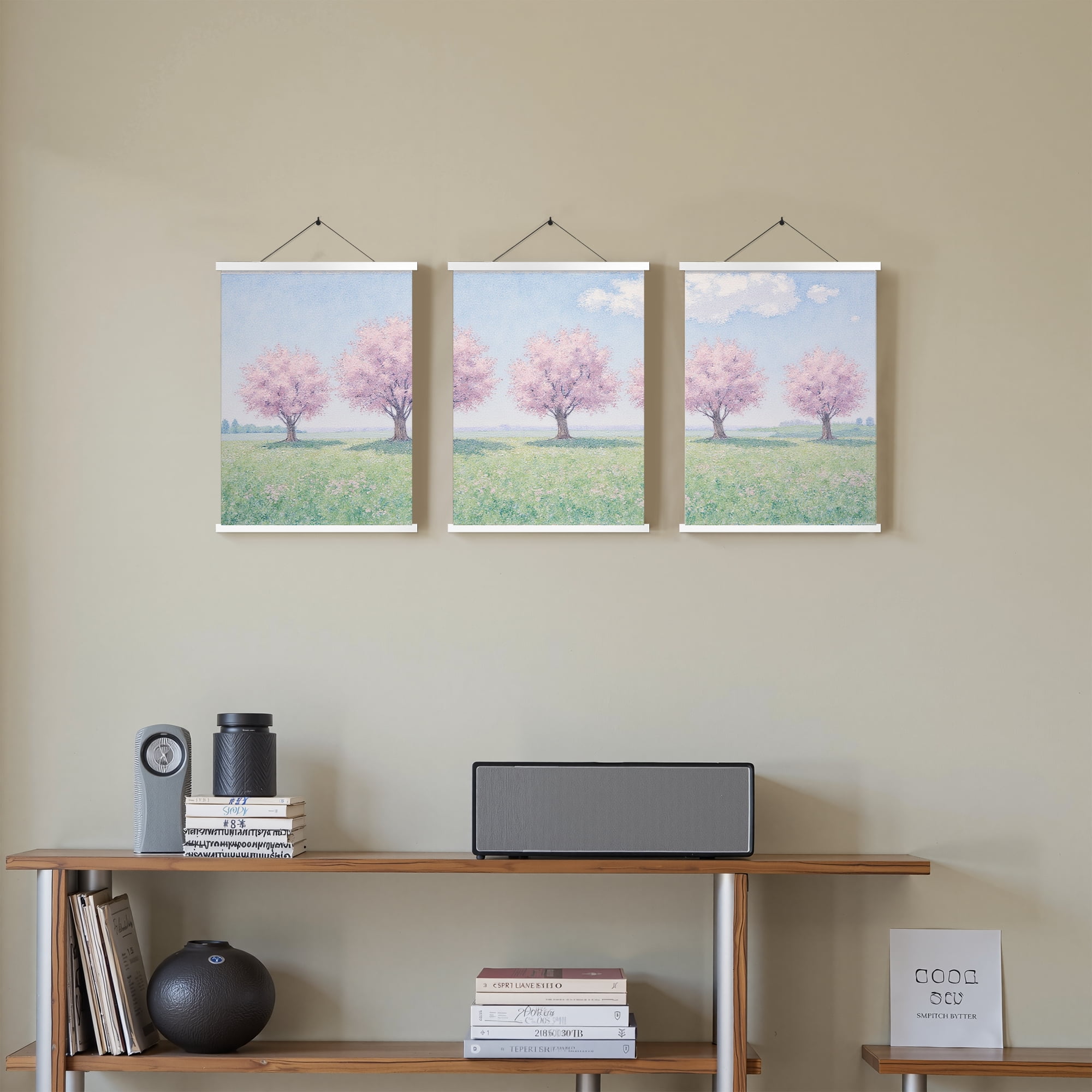 MAYEERTY Modern Abstract Wall Art Painting, Living Room Decor, White Hanging Rod Frame, 15.7"x11.8"
