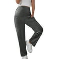 thumbnail image 2 of EDFBUYKRS Female Women Pants Casual Teacher Pants Petite Length Women's Solid Color Slim Stretch Comfortable Casual Straight Leg Maternity Pants L, 2 of 9