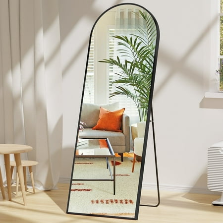 EDX Arched Full Length Mirror 64 x21  Full Body Mirror Rectangle Free Standing Wall Mounted Leaning Hanging Floor Mirrors  Black