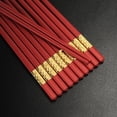 thumbnail image 4 of Juego de 10 pares de palillos chinos reutilizables de fibra de vidrio, palillos chinos rojos para comida, antideslizantes, fáciles de usar, 4 of 5