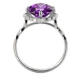 thumbnail image 7 of 3.25 ctw Amethyst Ring with Diamonds 14K White Gold Flower Leaves Halo, 7 of 7