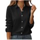 thumbnail image 3 of Sudaderas,Blusa informal de manga larga con botones para mujer, camiseta de poliéster, color liso, corte regular, para uso en casa y en la oficina, sopatenor, 3 of 9