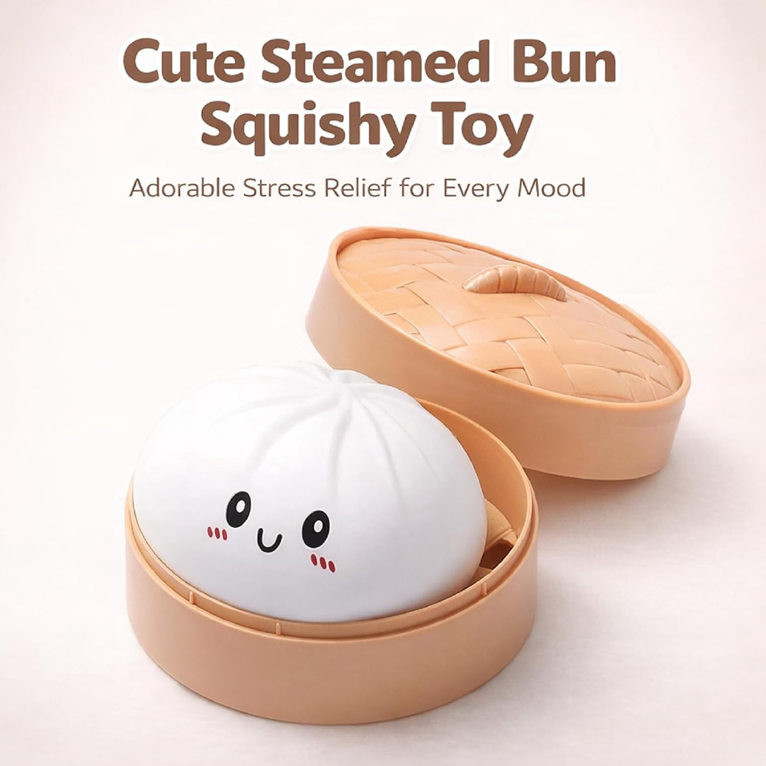 Esterze Dumplings Squishy, Glitter Dumpling Squishy, Squishiest Bun Dumplings with Steamer Box, Stress & Anxiety Relief