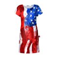 thumbnail image 4 of Clearance under $5 JINMGG 2023 Summer Plus size Clearance Dresses for Women under $10,Women Summer Independence Day Dresses Cropped Ball Gown Short Sleeve Crewneck Dress, 4 of 5