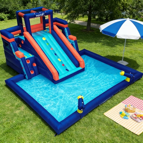 Hapcap Inflatable Water Park Slide for Kids, Backyard Summer Outdoors