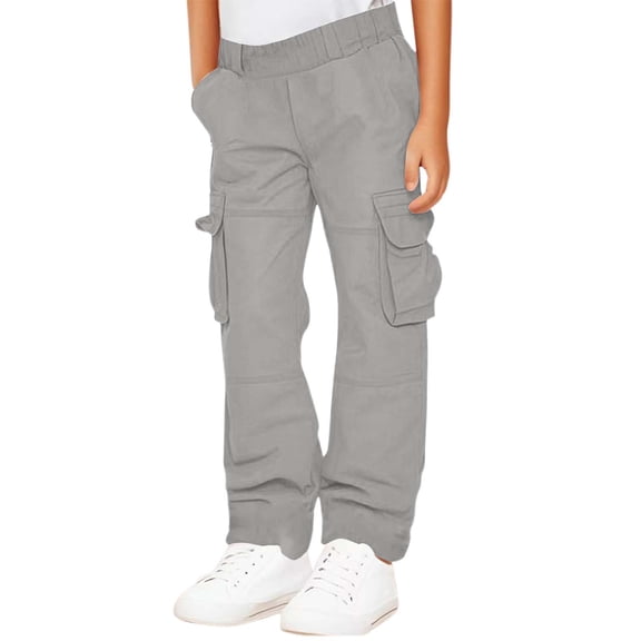 Boys Cargo Pants For Everyday Wear Outdoor Activities Elastic Waist Comfortable Loose Fit Multiple Pockets Casual Jogger Pants For Kids Age 5 15 Loose Fit Boys Pants GY1 5-6 Years