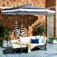 thumbnail image 2 of SAFAVIEH Outdoor Collection Vienna 11-Foot Round Crank Umbrella Navy/White, 2 of 6
