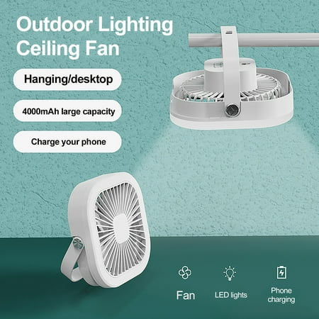 

Xinyolin Portable Fan Noiseless Powerful Night Light Hanging Desktop Mini USB Charging Pocket Fan for Camping