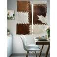 thumbnail image 4 of Cow Cowhide Sheer Curtains 72 inches Long 2 Panels Set Abstract Brown Seam Leather Sheer Window Curtain Rod Pocket Voile Drapes for Living Room/Bedroom, Each 52" W x 72" L, 4 of 7