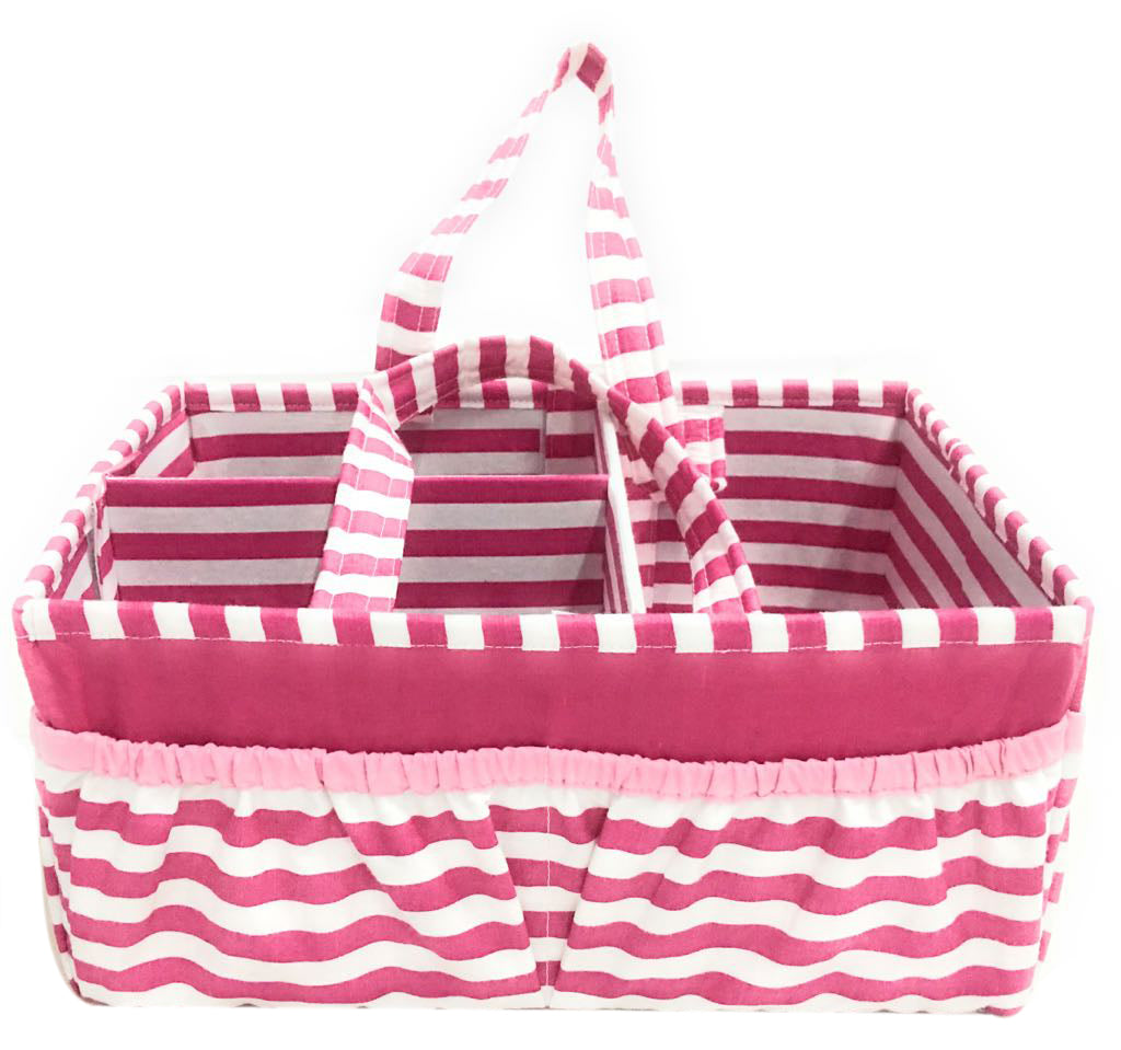 Bacati - Mix N Match Pin Stripes Nursery Storage Caddy, Fuchsia