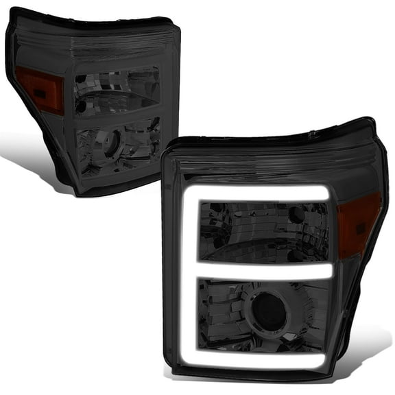 DNA Motoring For 11-16 Ford F250 F350 Super Duty 3D LED DRL Projector Headlight Lamps Smoked Amber