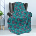 thumbnail image 4 of Victorian Soft Flannel Fleece Throw Blanket, Floral Ornaments with Medieval Origins Boho Mandala Pattern, Cozy Plush for Indoor and Outdoor Use, 50" x 70", Baby Pink Turquoise, by Ambesonne, 4 of 5