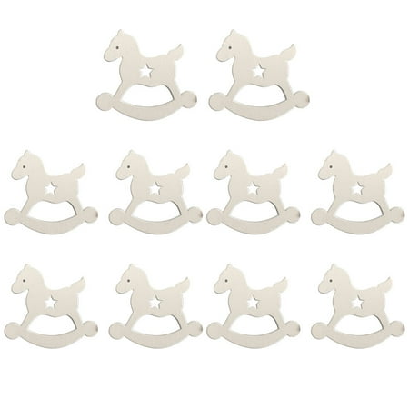 

10pcs Cartoon Horse Christmas Tree Pendant Wooden Craft Decor Party Supplies (White)