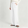 thumbnail image 5 of Sokhug Women Ribbed Knit Wide Leg Pants Drawstring Elastic Waist Casual Trousers With Patch Pockets Casual Solid Color Lounge Trousers, 5 of 7