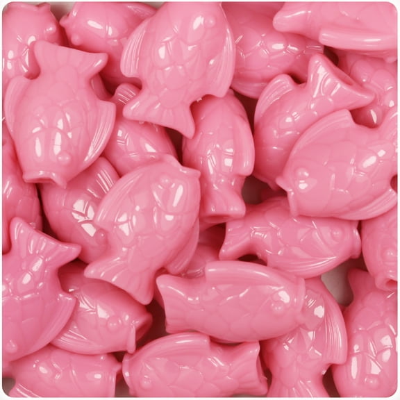 BeadTin Baby Pink Opaque 24mm Fish Pony Beads (24pcs)