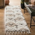 thumbnail image 2 of SAFAVIEH Moroccan Tassel Larry Geometric Shag Runner Rug, Ivory/Brown, 2'3" x 16', 2 of 7