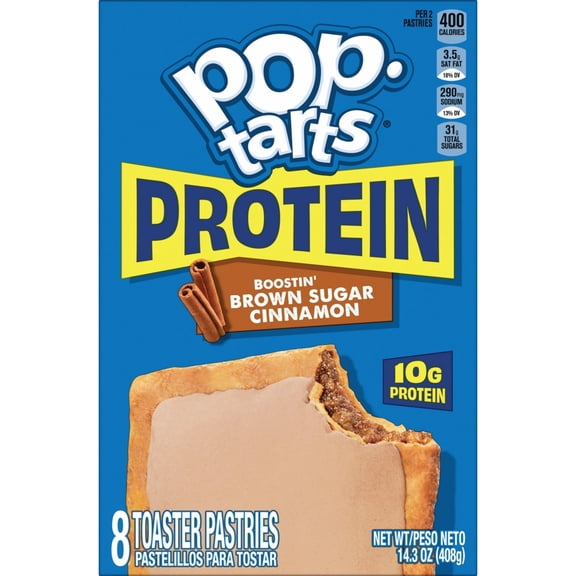 2 pack Pop-Tarts Protein Boostin' Brown Sugar Cinnamon Toaster Pastries, 10g Protein, Shelf-Stable, 14.3 oz (8 Count)