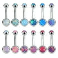 thumbnail image 2 of QQTDFG 1 Pc Opal Stone Stainless Steel Belly Button Rings Woman Barbell Navel Piercing-Blue, 2 of 9