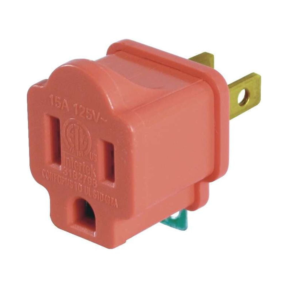 (5 pack) Hyper Tough 2-Pack Polarized Grounded Orange Indoor Adapter, 15 Amps