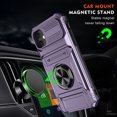 thumbnail image 3 of Dteck Card Holder Case for iPhone 11,Shockproof Silicone + PC Case Ring Stand Heavy Duty Drop Protection Wallet Cover for iPhone 11,Violet, 3 of 7