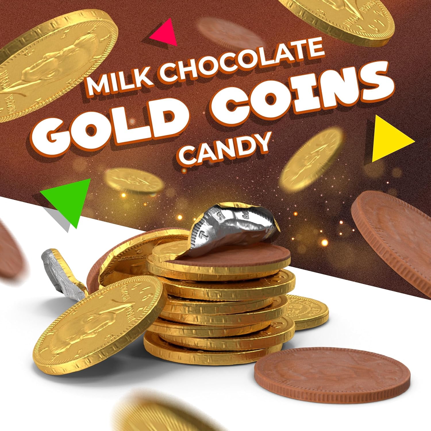 Gold Chocolate Coins | 25 Count | Individually Wrapped Chocolate Coins | Gold Candy for Holiday Treats, Candy Buffets, Pirate Treasure & Goodie Bags