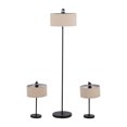thumbnail image 5 of Sagebrook Home Modern Neutral Set of 3 Metal Floor and Table Lamps, Linen Shades, Black - 14" x 20" x 61", 5 of 11