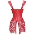 thumbnail image 4 of VASLANDA Faux Leather Steampunk Corset Dress Sexy Hollow Lace Bustier Skirt Overbust Shoulder Straps Cincher Lingerie, 4 of 6
